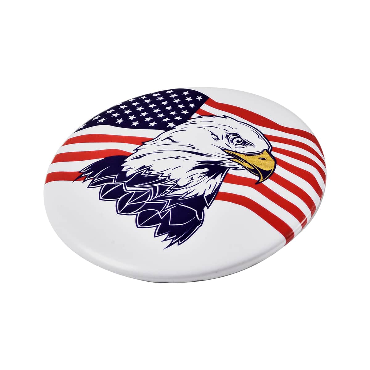 USA National Flag & Eagle Printed Brooch in Silvertone image number 3