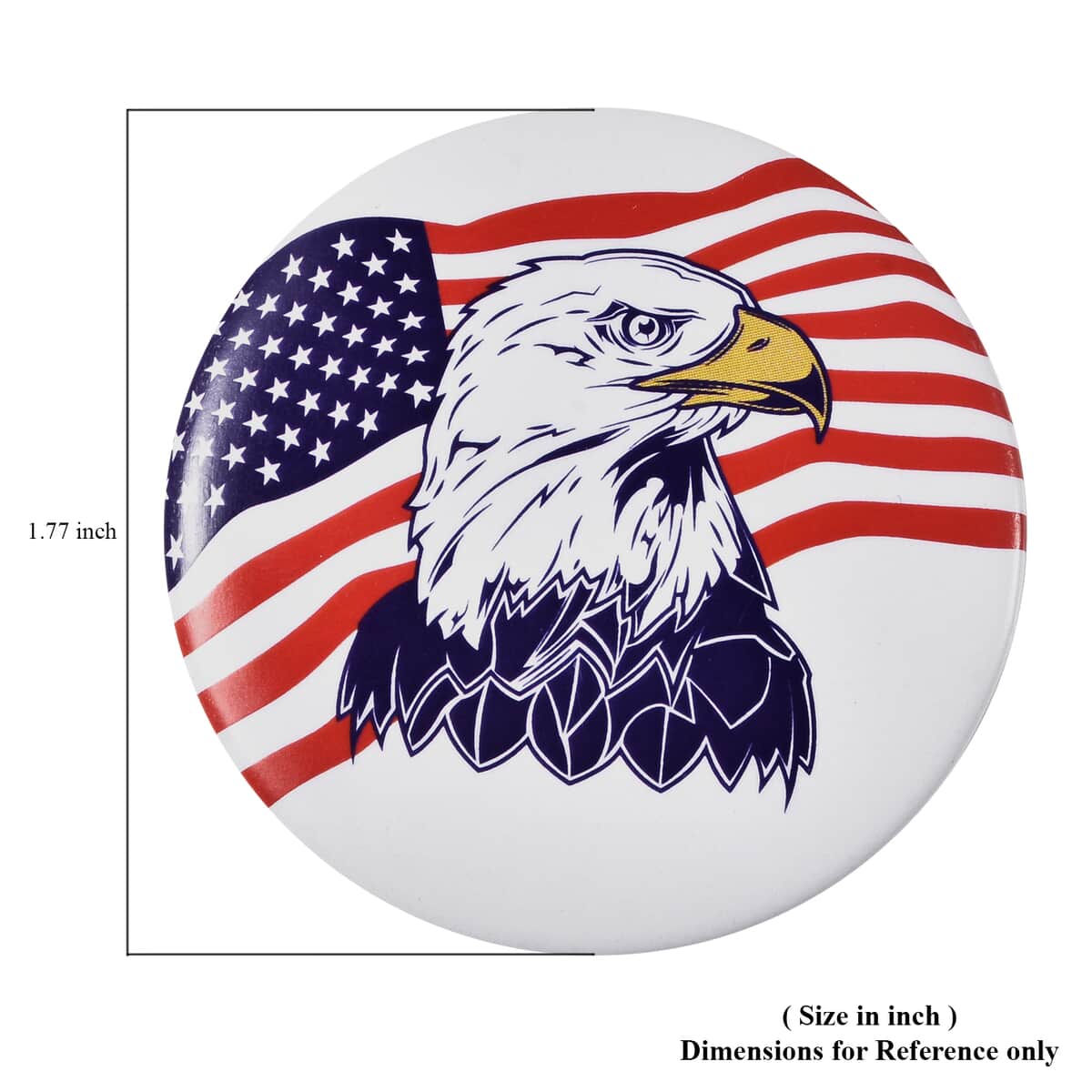 USA National Flag & Eagle Printed Brooch in Silvertone image number 5