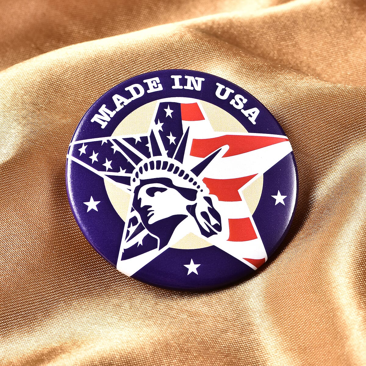 Statue of Liberty Printed Made in USA Theme Brooch in Silvertone image number 1