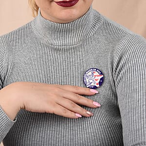 Statue of Liberty Printed Made in USA Theme Brooch in Silvertone