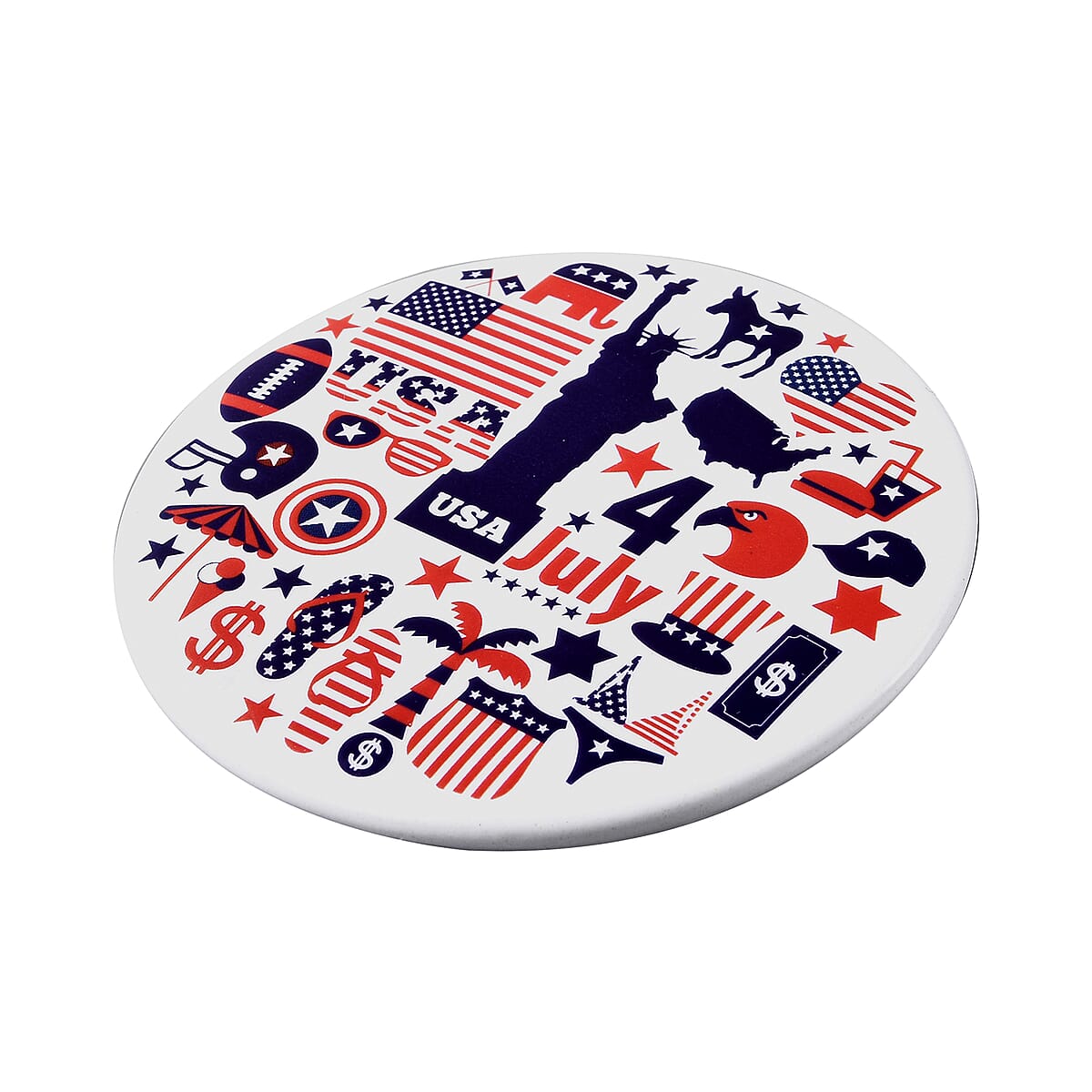 Independence Day Printed Brooch in Silvertone image number 3