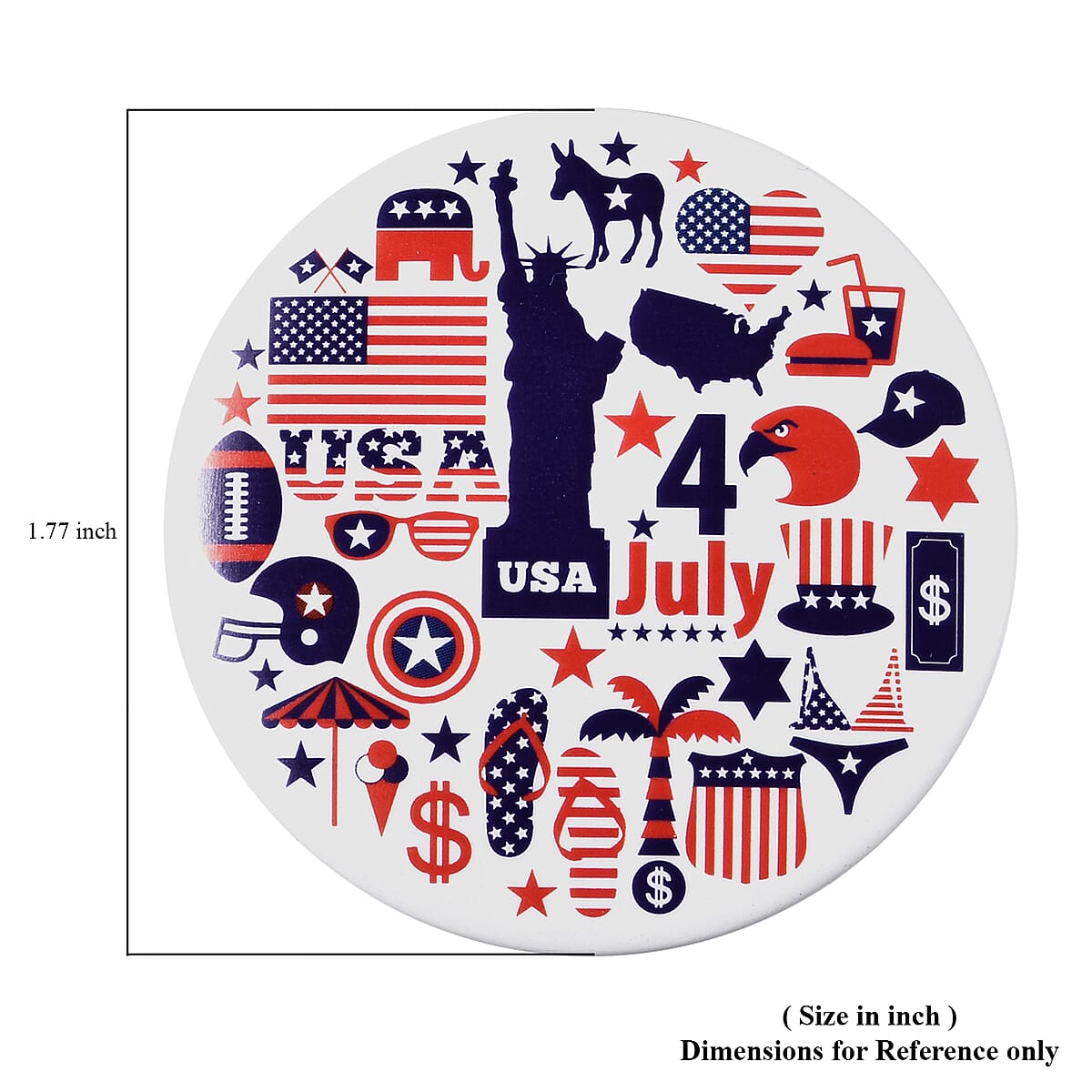 Independence Day Printed Brooch in Silvertone image number 5