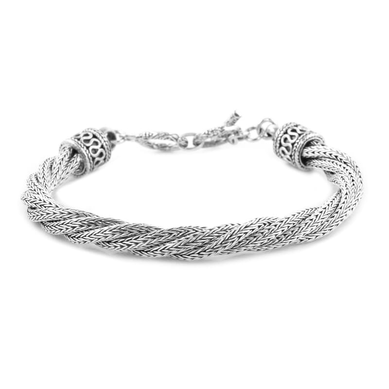 Bali Legacy Sterling Silver Multi Strand Braided Bracelet (7.25 In) 28.90 Grams