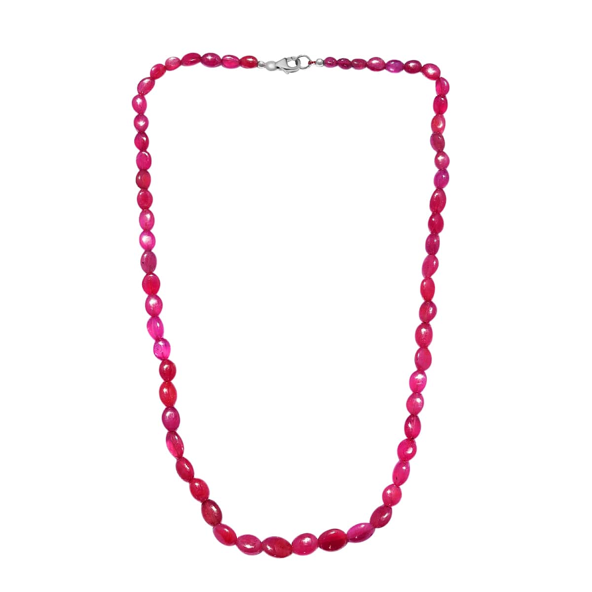 Ilakaka Hot Pink Sapphire Beaded Necklace 20 Inches in Platinum Over Sterling Silver 147.85 ctw image number 0