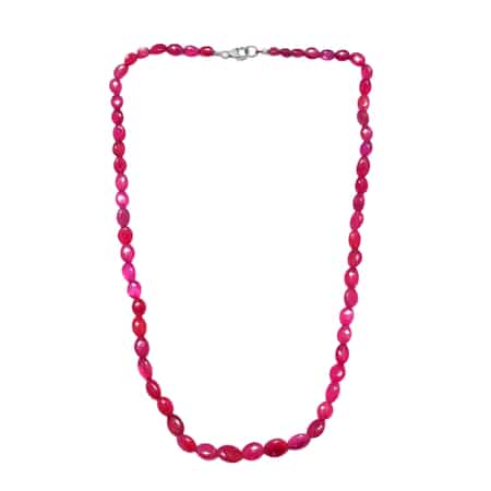 Ilakaka Hot Pink Sapphire Beaded Necklace 20 Inches in Platinum Over Sterling Silver 147.85 ctw image number 0