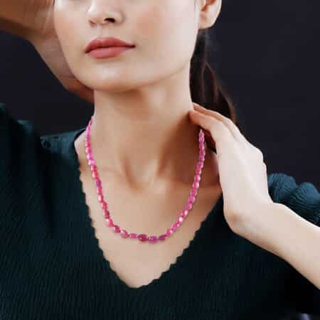 Ilakaka Hot Pink Sapphire Beaded Necklace 20 Inches in Platinum Over Sterling Silver 147.85 ctw image number 1