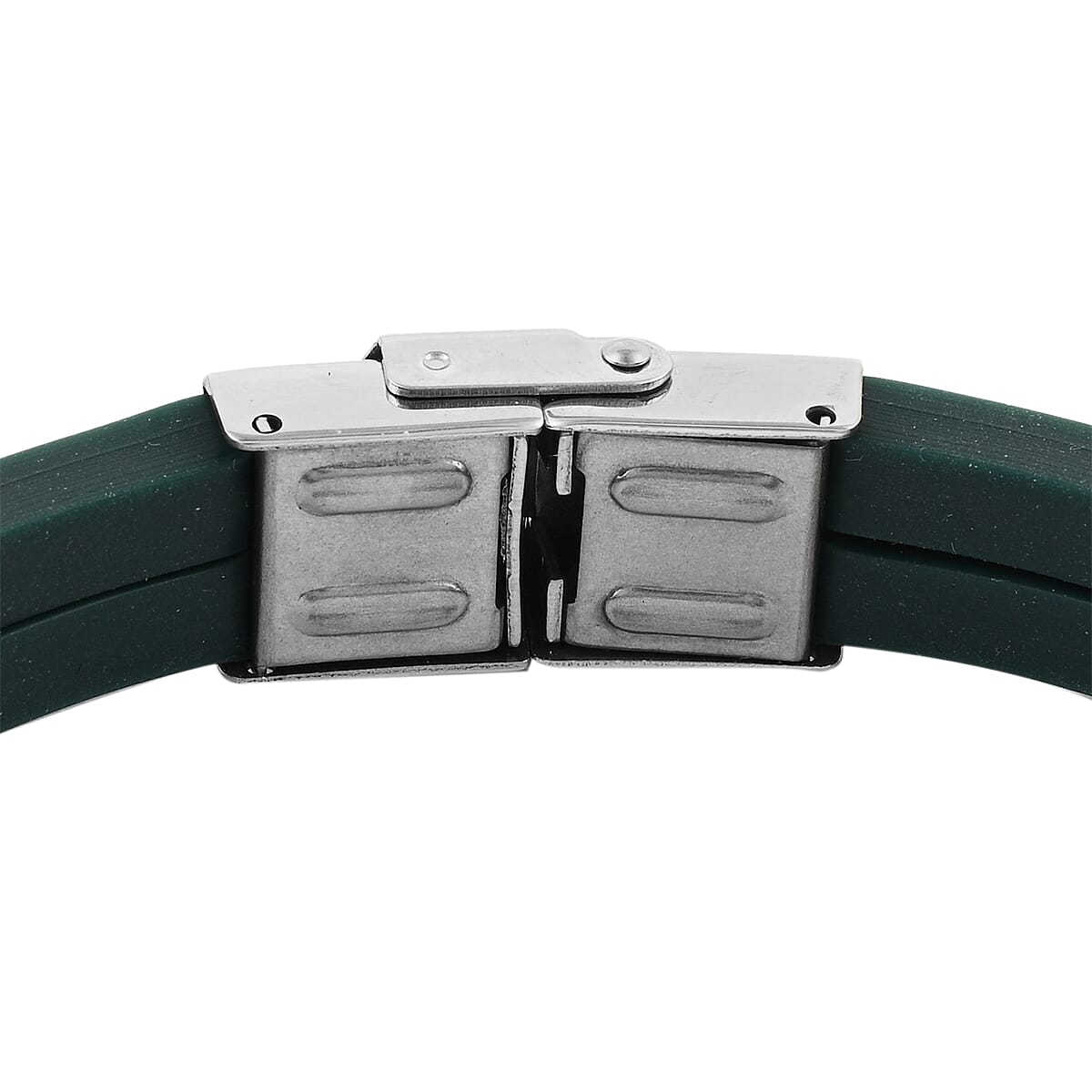 BLACKJACK Red Silicone Band Bracelet in ION Plated YG and Stainless Steel (7.00 In) image number 2