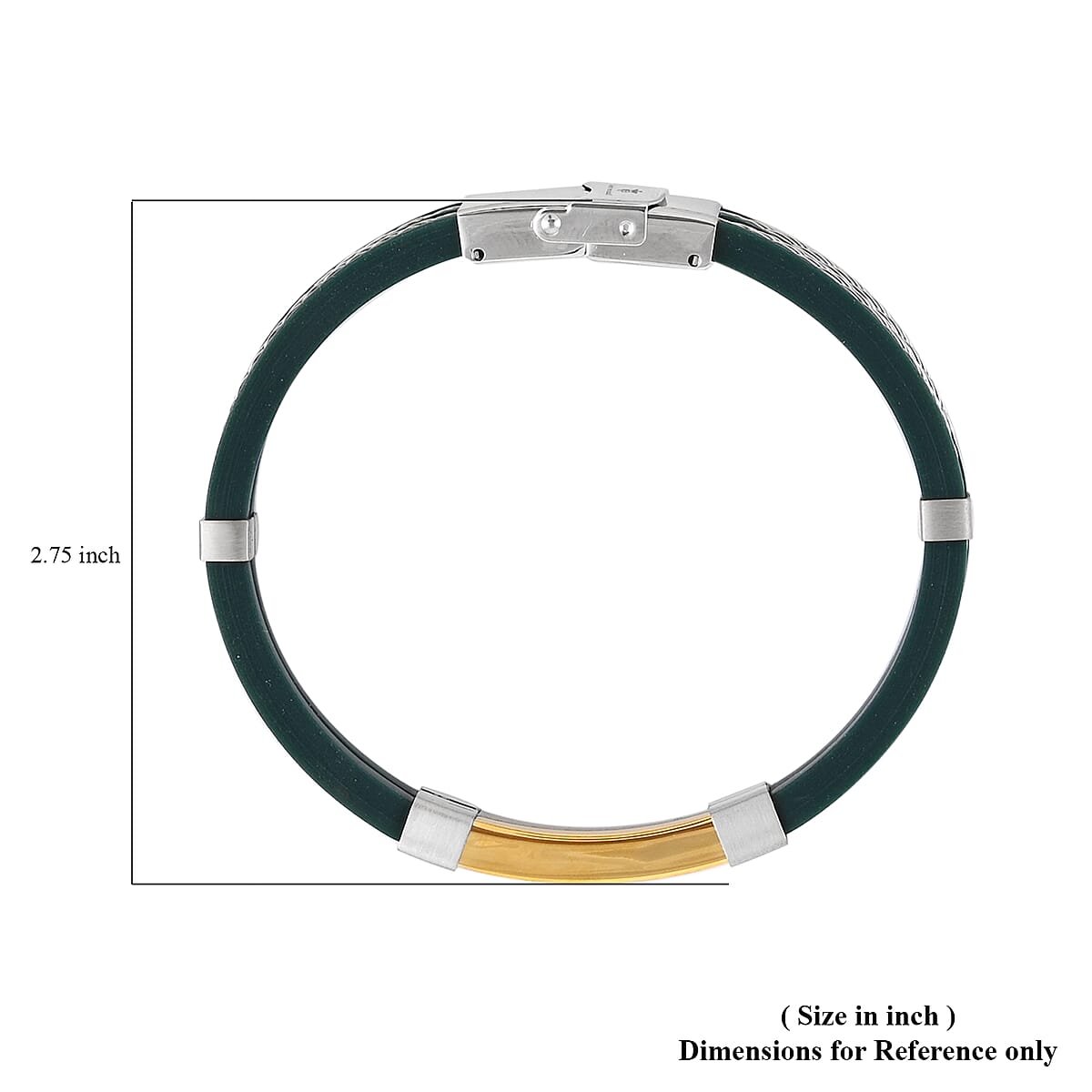 BLACKJACK Red Silicone Band Bracelet in ION Plated YG and Stainless Steel (7.00 In) image number 3