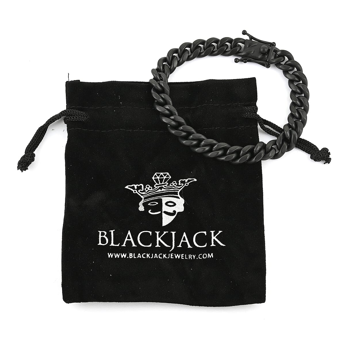 BLACKJACK Curb Chain Bracelet in ION Plated Black Stainless Steel (8.50 In) 20.80 Grams image number 3