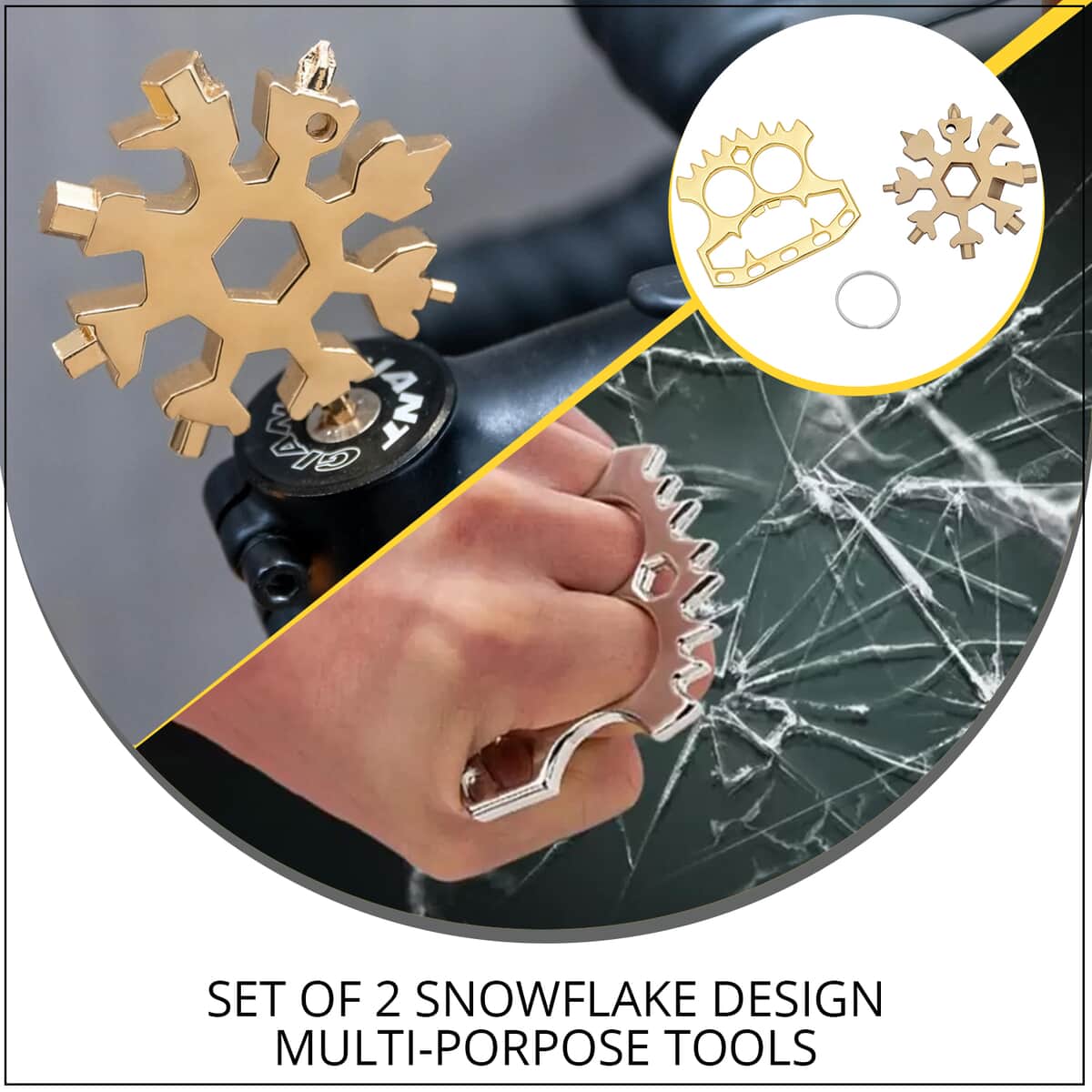 Set of 2 Snowflake Design Silvertone Multi-Porpose Tools (2.76"x2.95") image number 1