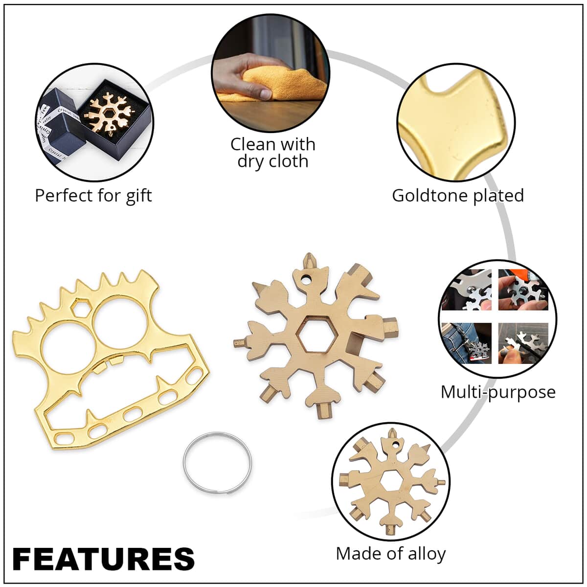 Set of 2 Snowflake Design Goldtone Multi-Purpose Tools image number 2
