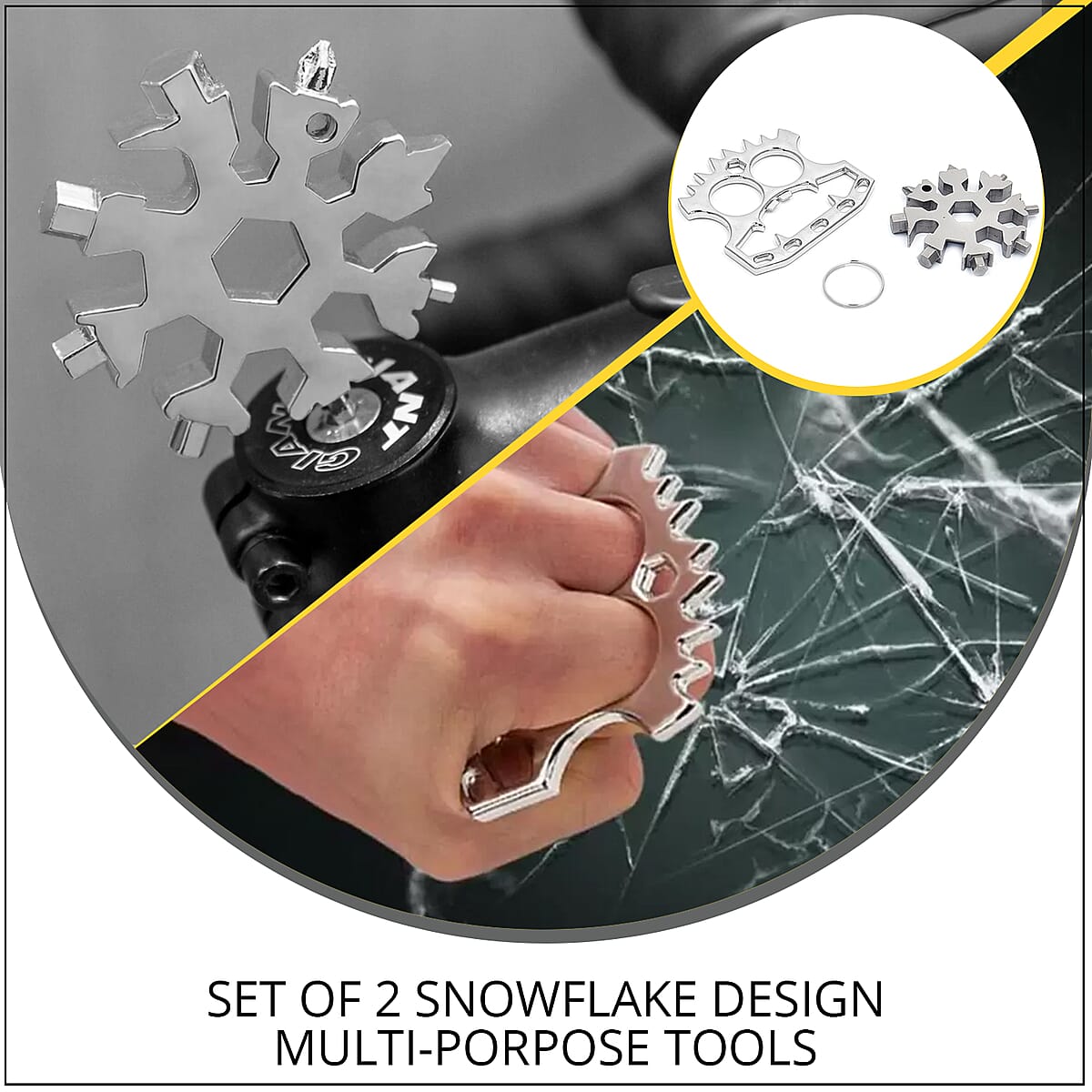 Set of 2 Snowflake Design Silvertone Multi-Purpose Tools image number 1