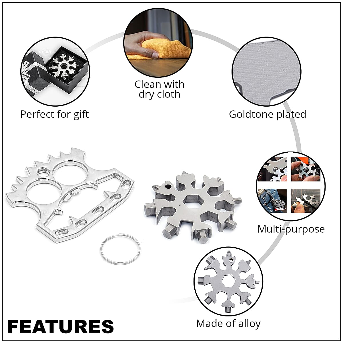 Set of 2 Snowflake Design Silvertone Multi-Purpose Tools image number 2