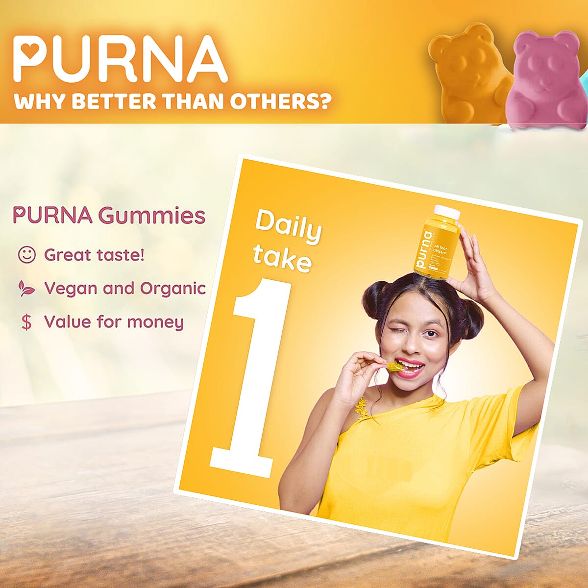 Purna Complete Beauty Multi-Vitamin Mango Gummies for Adults image number 4