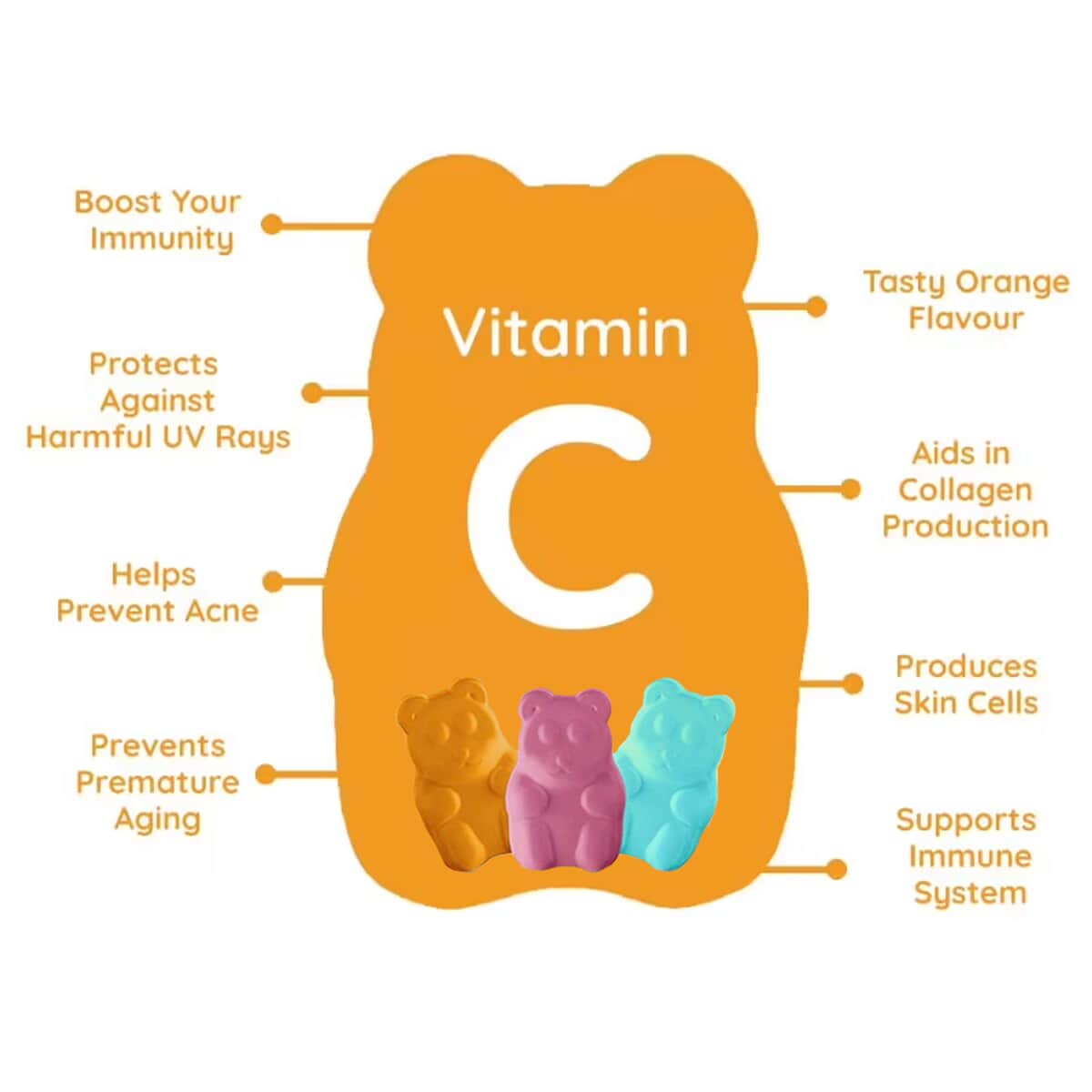 Purna Bright Skin Vitamin C Orange Gummies for Adults image number 2