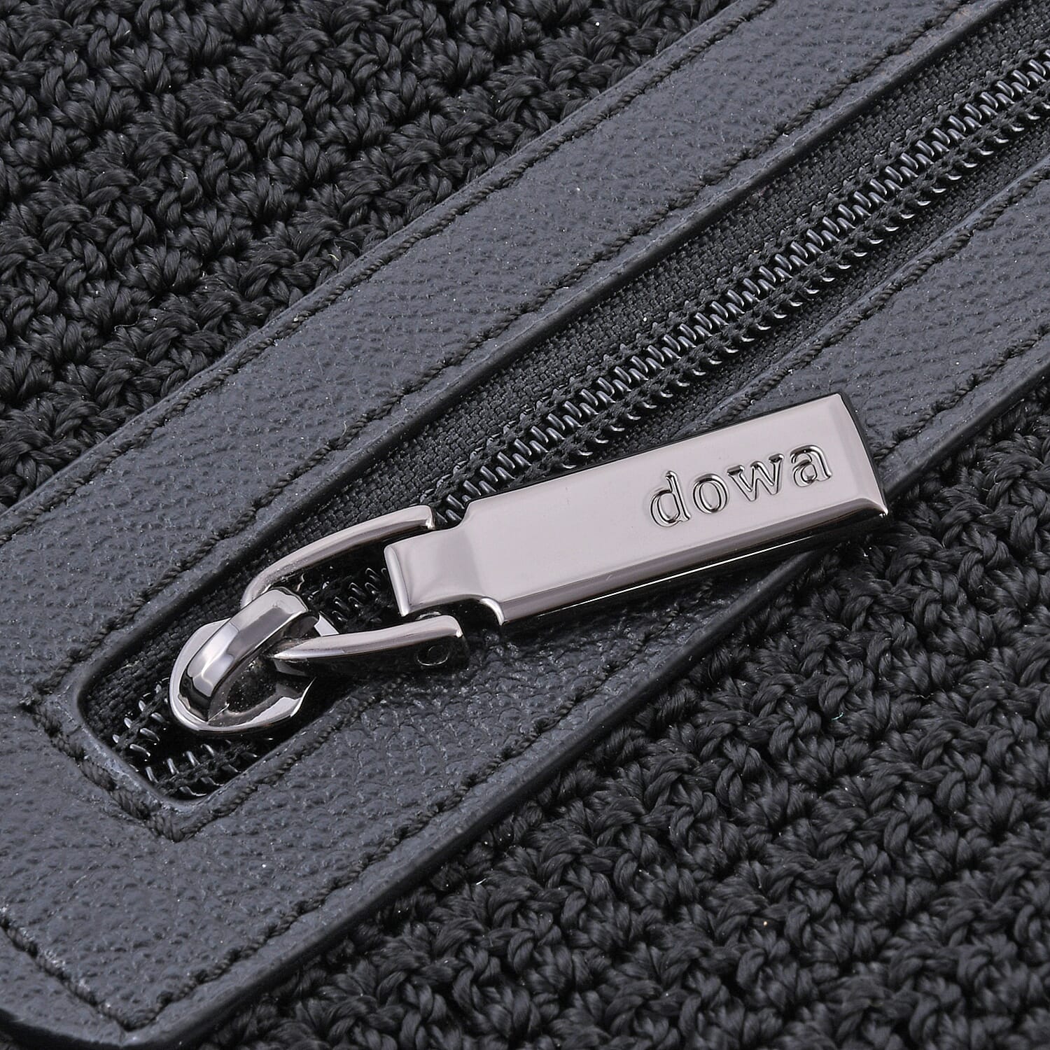 Dowa Black 100% Nylon with Leather Handwoven Tote Bag