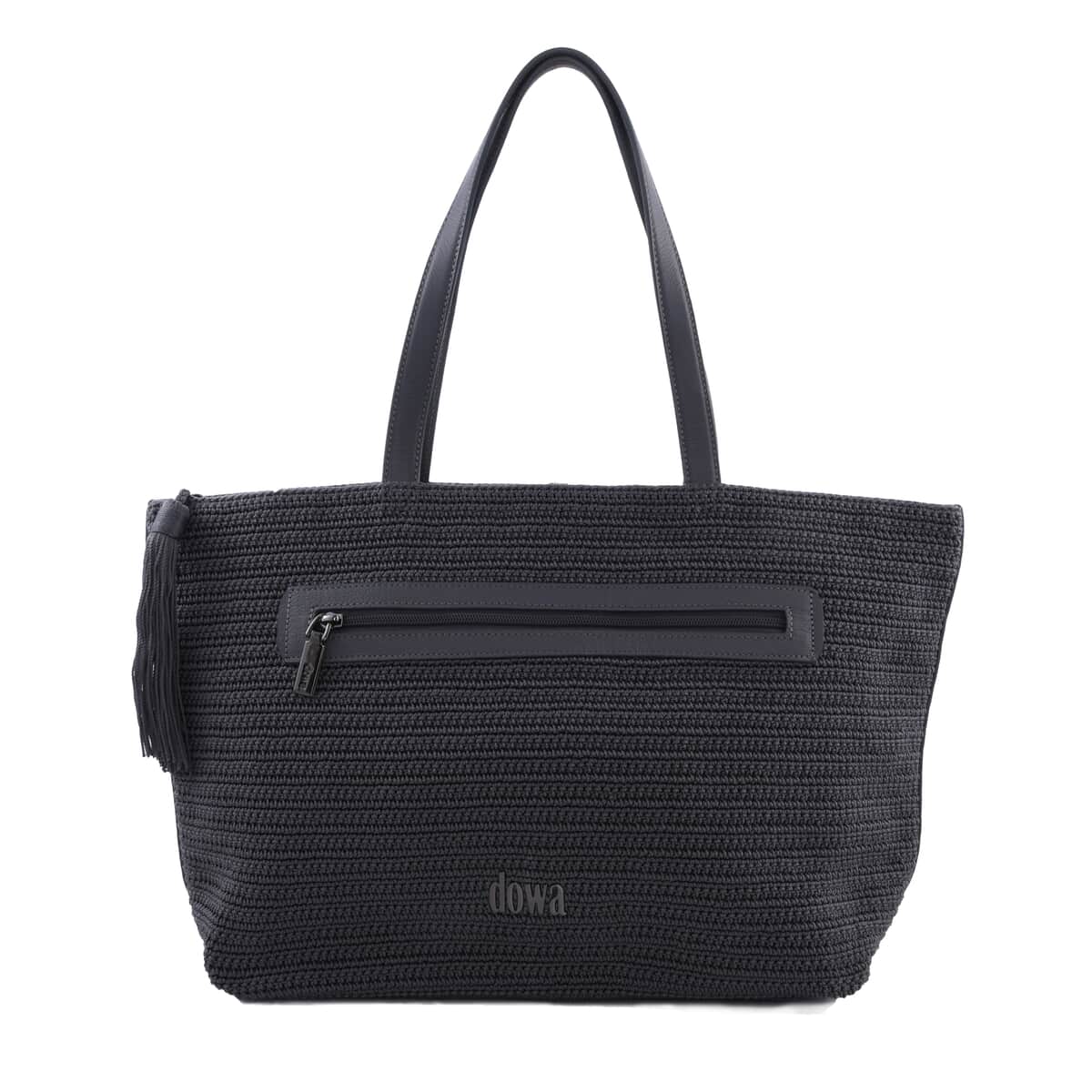 Dowa Gray 100% Nylon with Leather Handwoven Tote Bag image number 0