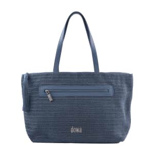 DOWA Black 100% Nylon with Leather Handwoven Tote Bag