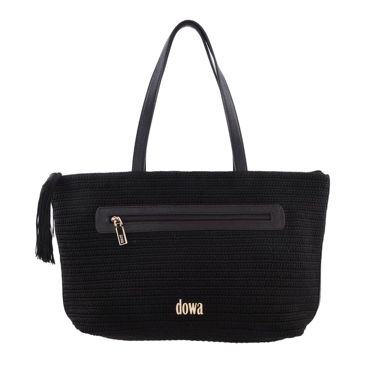 Dowa Dark Brown 100% Nylon with Leather Handwoven Tote Bag image number 0