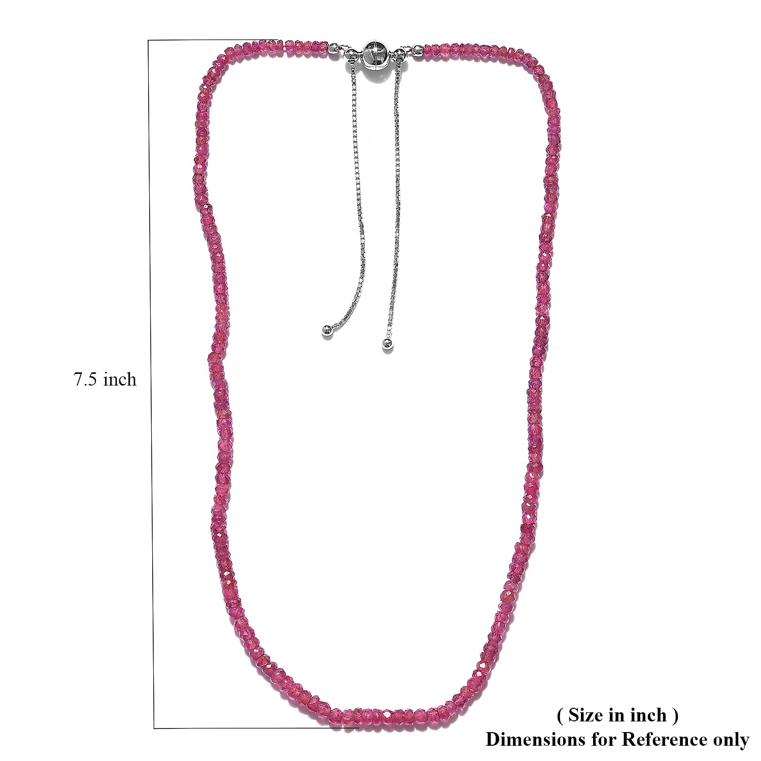 Ilakaka Hot Pink Sapphire Beaded Necklace 18 Inches in Platinum Over Sterling Silver 77.20 ctw