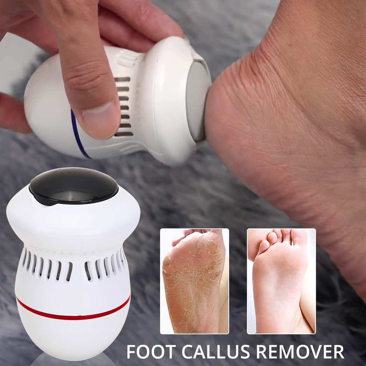 White & Red Electric Foot Callus Remover with Two Speed Mode (Included: USB Cord, 1 Replaceable Emery Pad) image number 1