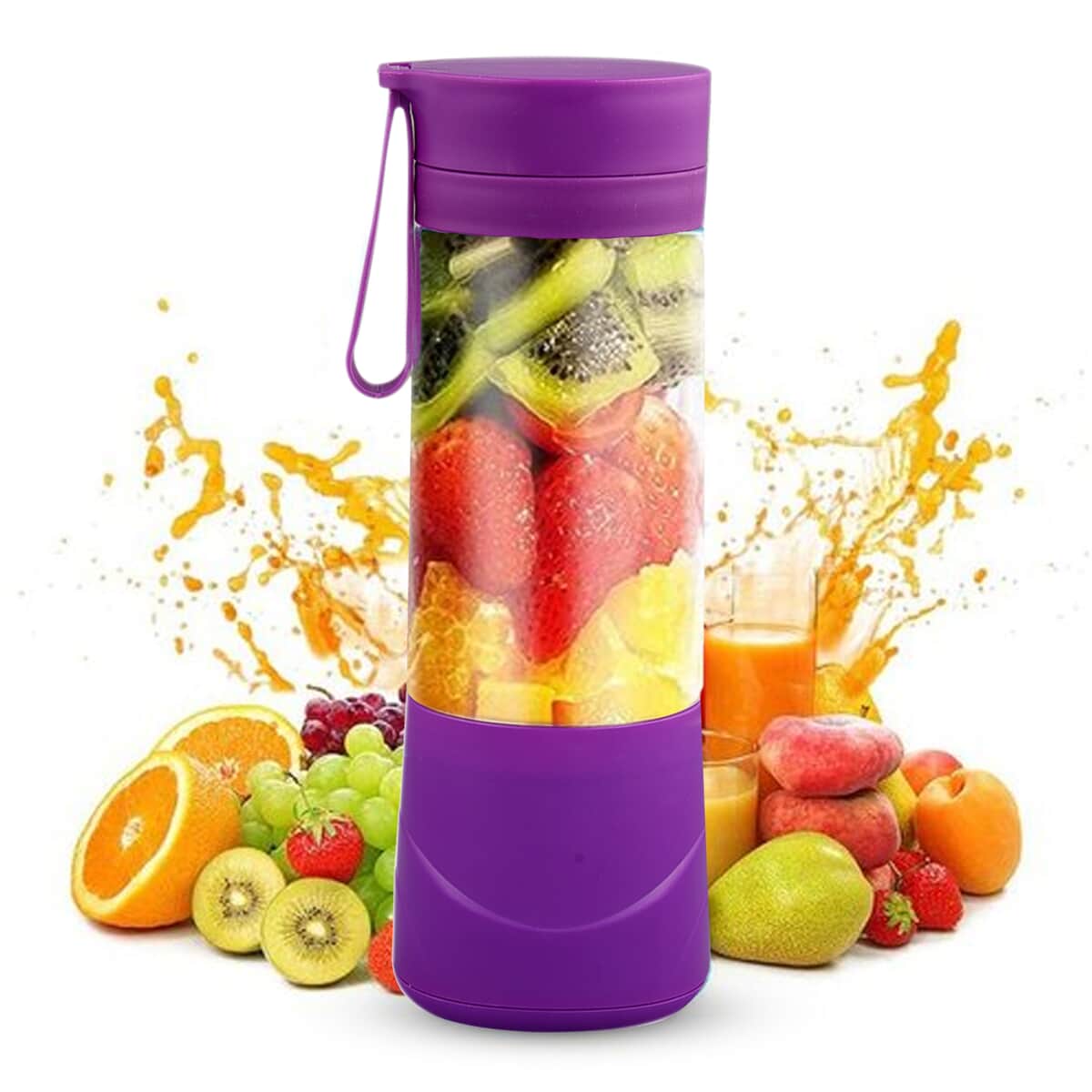 Purple Portable and Rechargeable Battery Juice USB Blender (380ml) image number 1