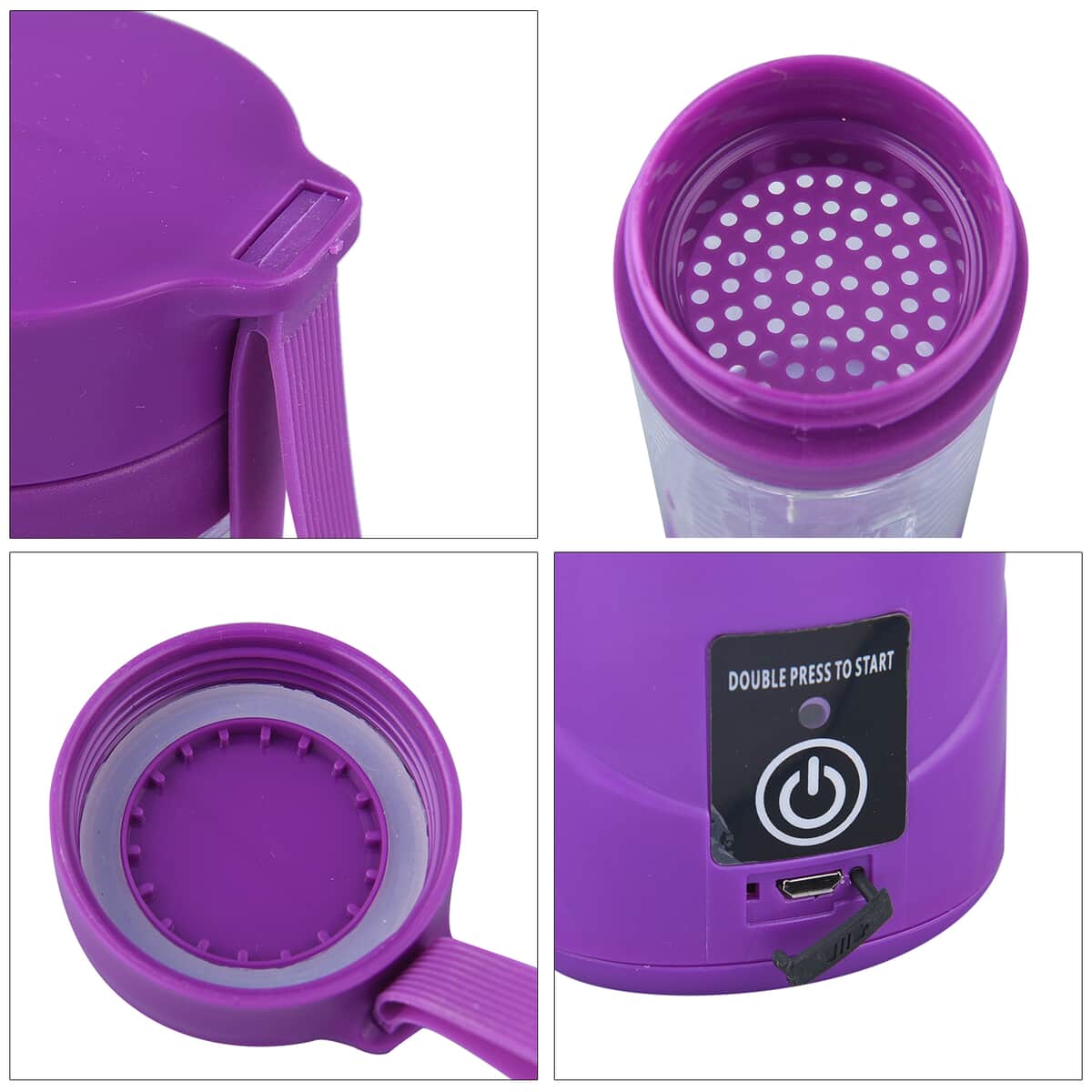 Purple Portable and Rechargeable Battery Juice USB Blender (380ml) image number 5