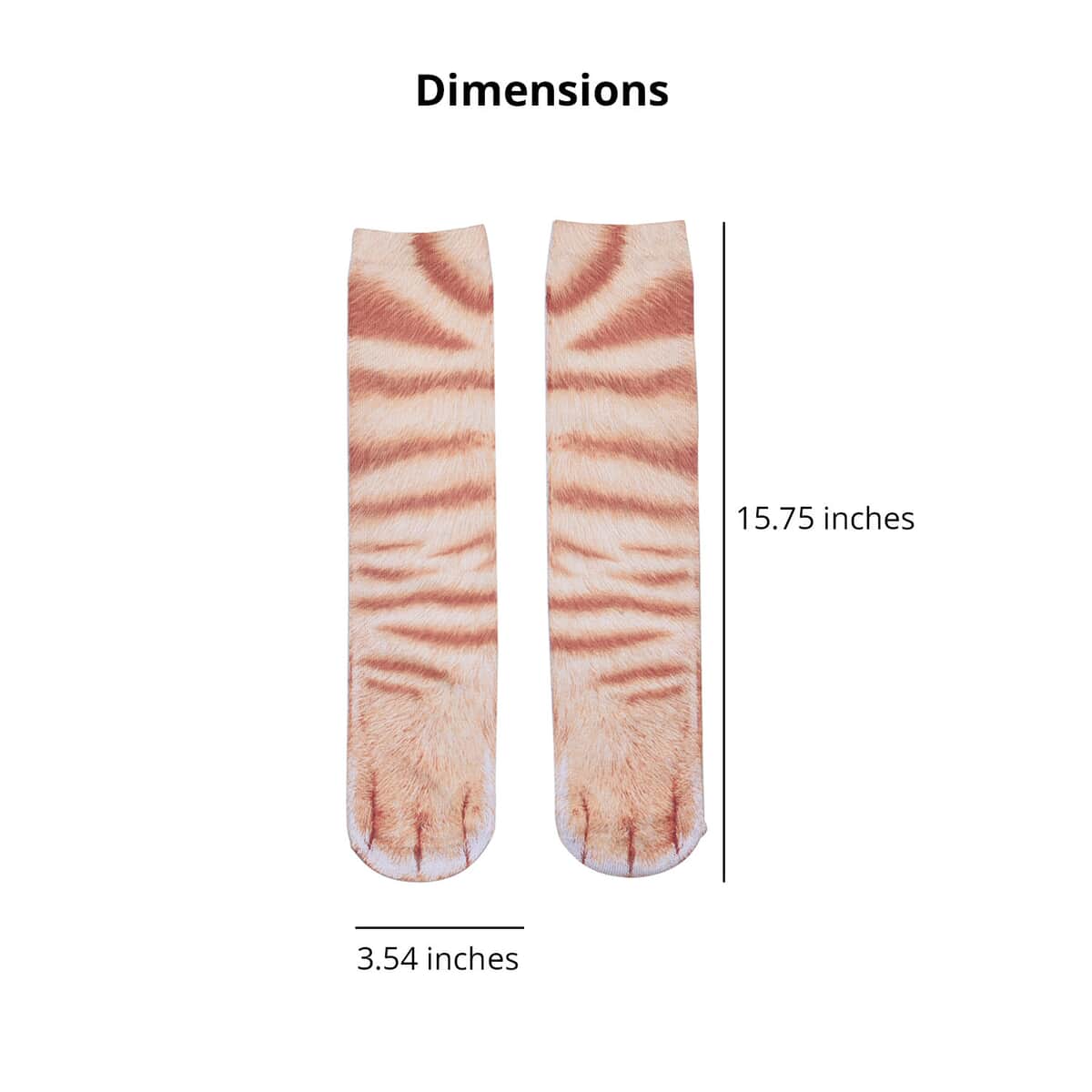 Set of 3 Multi Color 95% Polyester and 5% Spandex Tiger, White Tiger & Cats Paw Pattern Socks image number 3