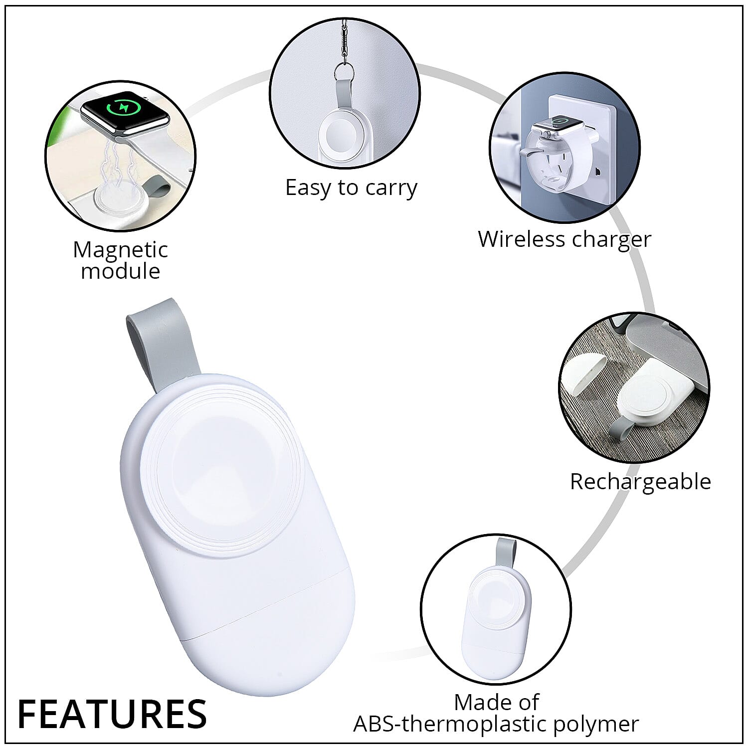 White Compact and Portable Watch Wireless Charger