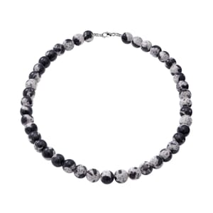Black White Agate 10mm Beaded Necklace 18 Inches in Sterling Silver 250.00
