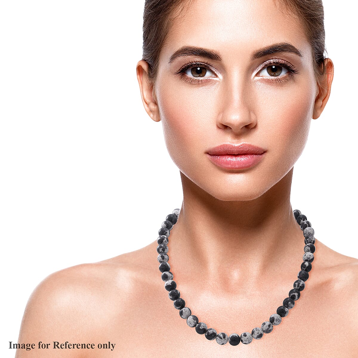 Black White Agate 10mm Beaded Necklace 18 Inches in Sterling Silver 250.00 image number 1