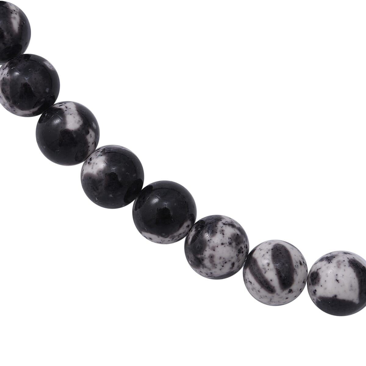 Black White Agate 10mm Beaded Necklace 18 Inches in Sterling Silver 250.00 image number 2