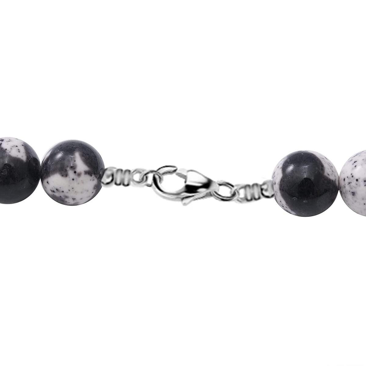 Black White Agate 10mm Beaded Necklace 18 Inches in Sterling Silver 250.00 image number 3