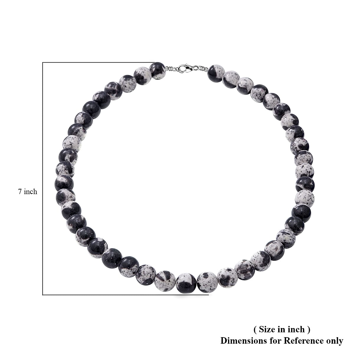 Black White Agate 10mm Beaded Necklace 18 Inches in Sterling Silver 250.00 image number 4