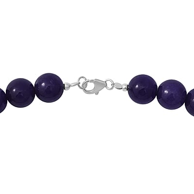Purple Crystal Beaded Necklace 18 Inches in Sterling Silver 260.00 ctw