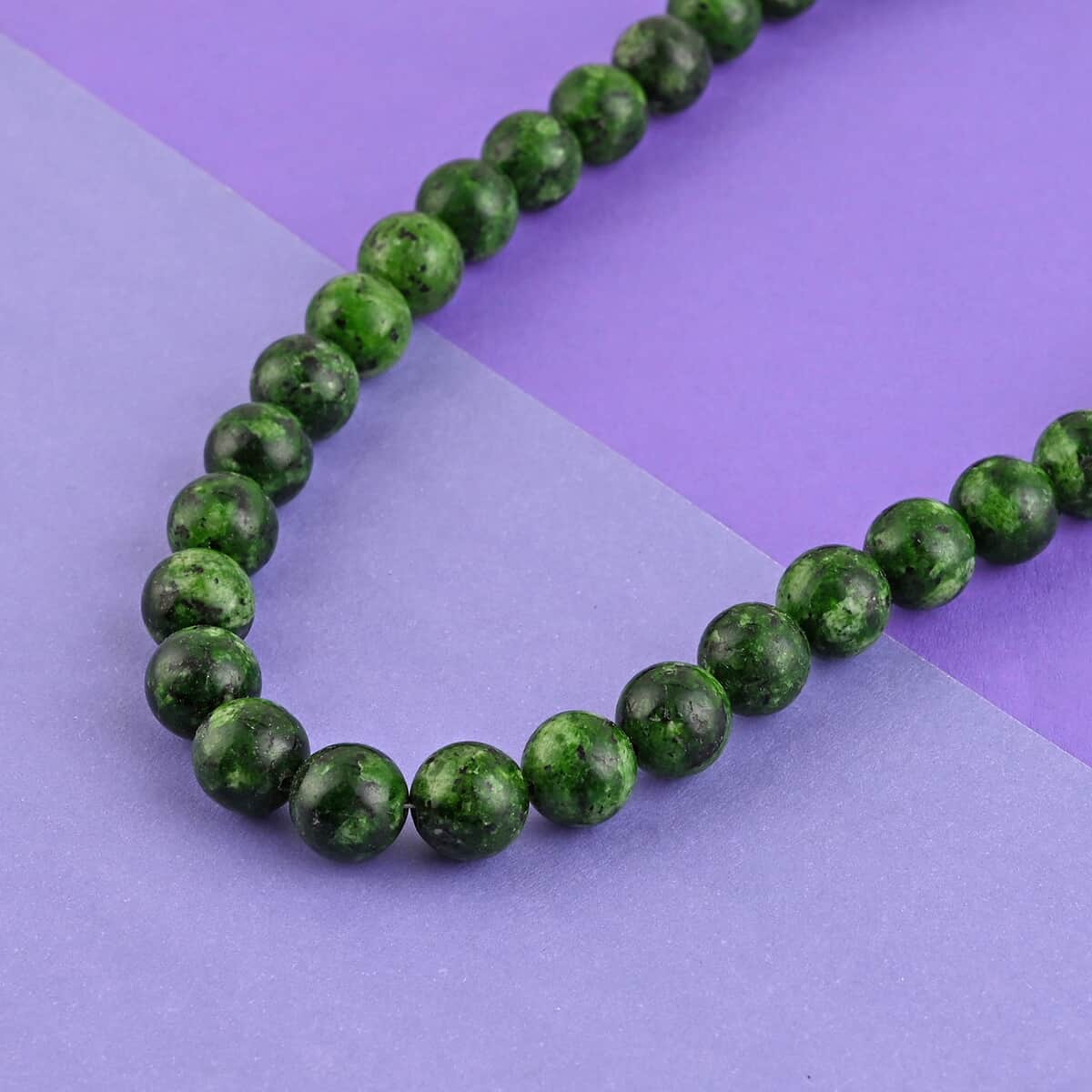 Chrome Green Jasper Beaded Necklace in Sterling Silver 18 Inches 250.00 ctw image number 1