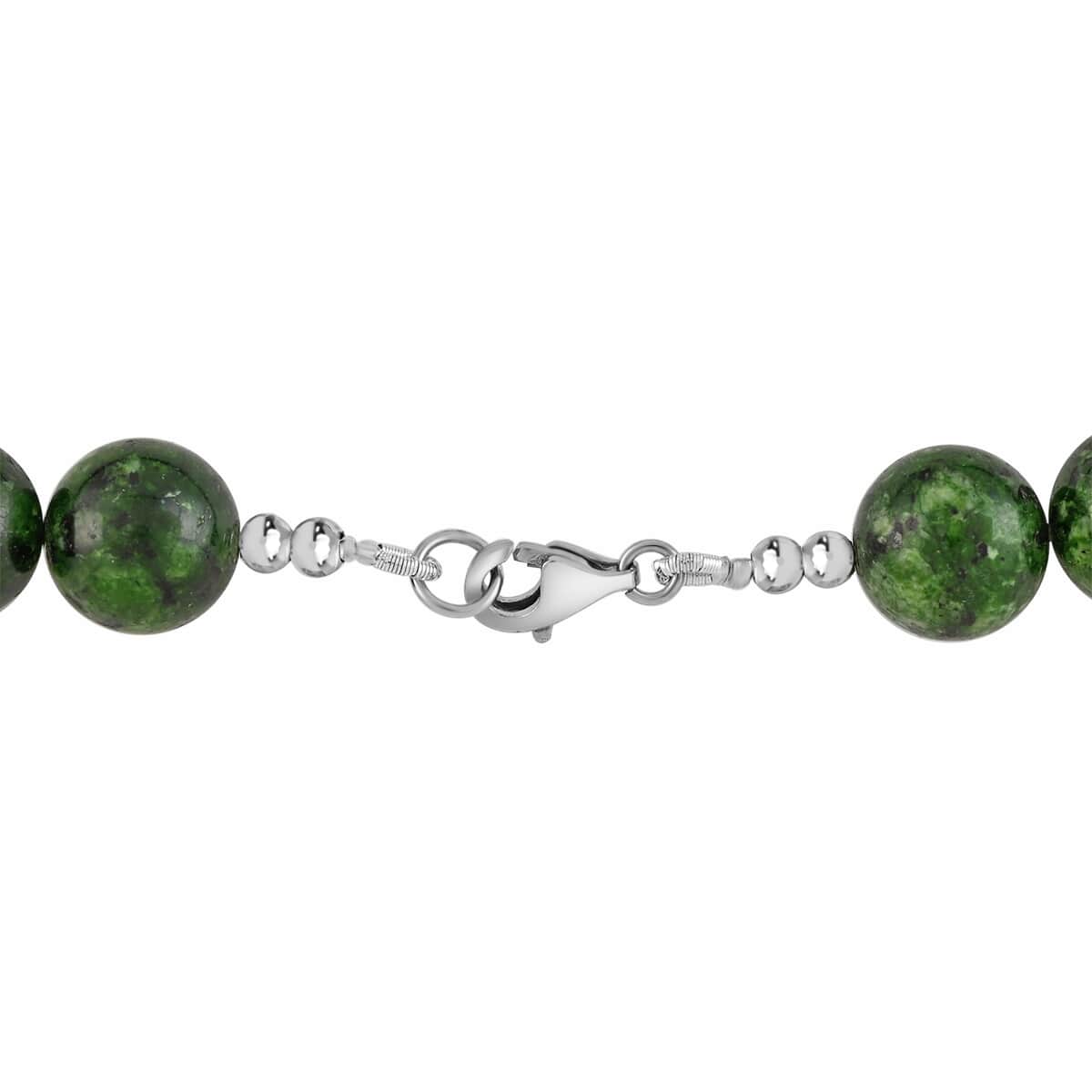 Chrome Green Jasper Beaded Necklace in Sterling Silver 18 Inches 250.00 ctw image number 3