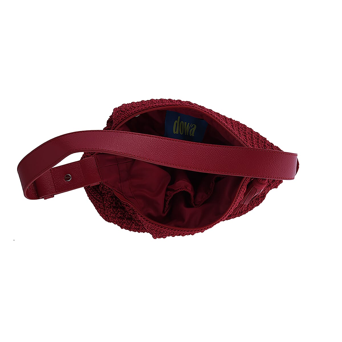 DOWA Red 100% Nylon with Leather Handwoven Shoulder Bag image number 2