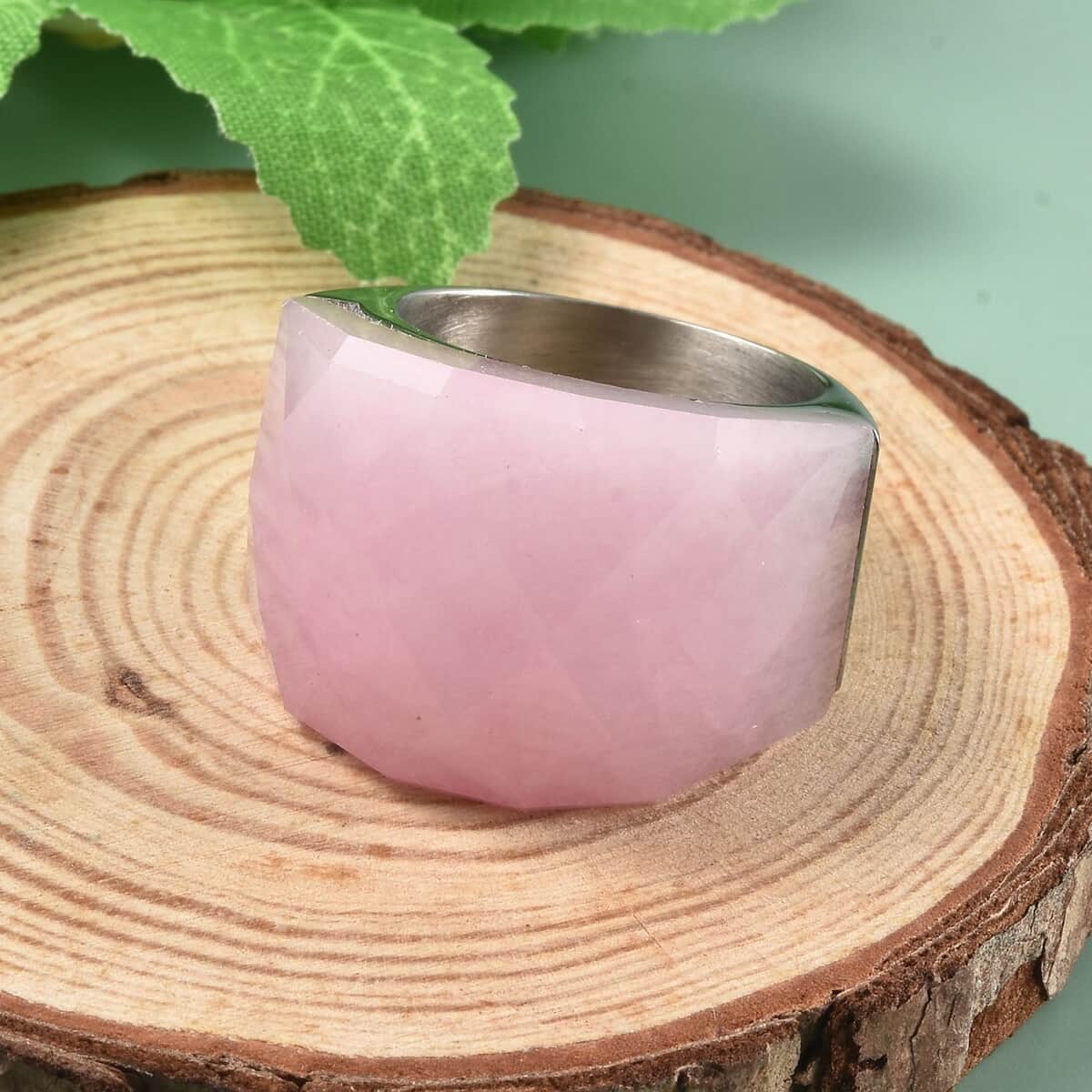 Galilea Rose Quartz Ring in Stainless Steel (Size 6.0) 37.10 ctw image number 1