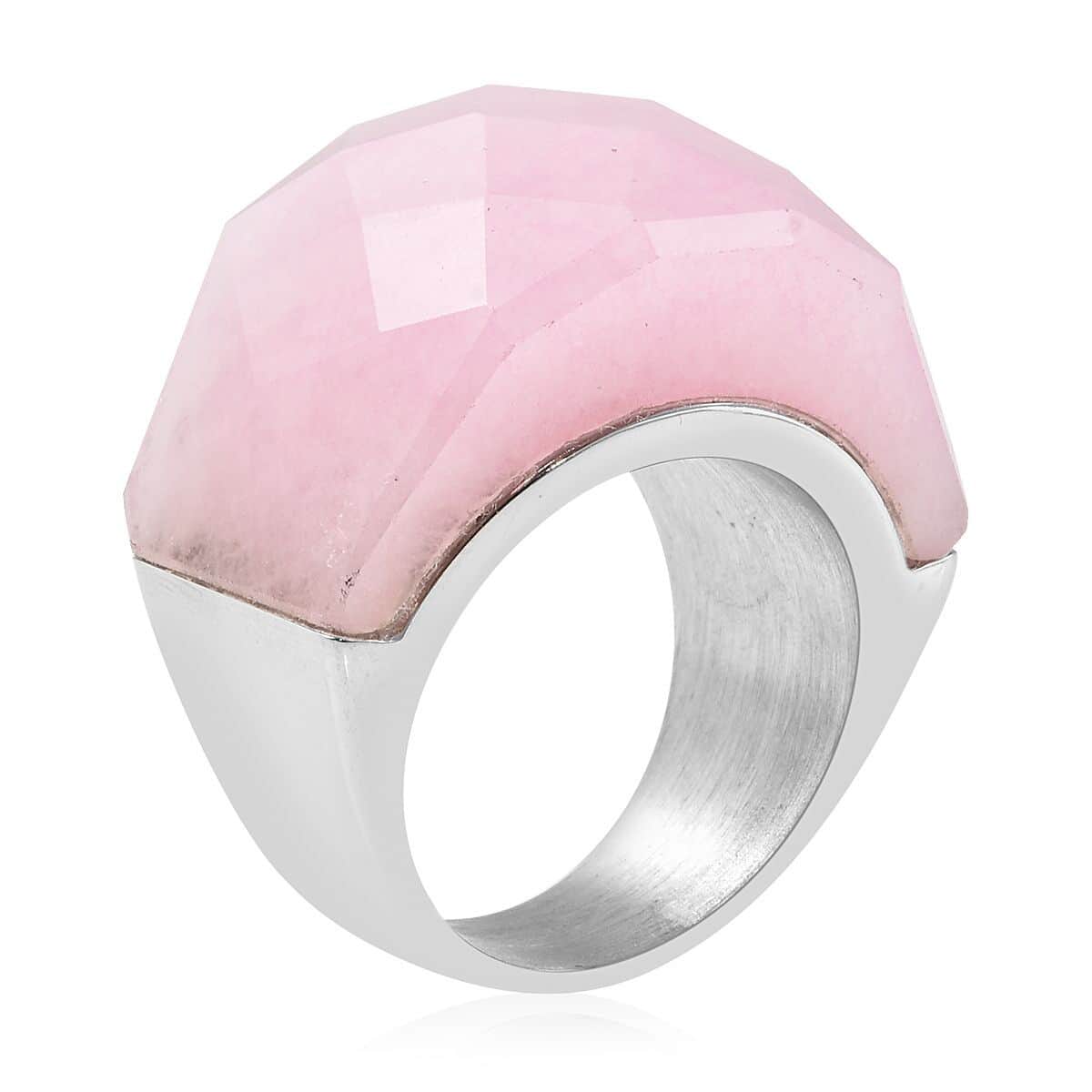 Galilea Rose Quartz Ring in Stainless Steel (Size 6.0) 37.10 ctw image number 3