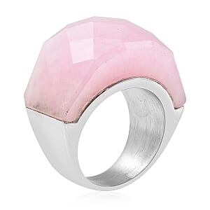 Galilea Rose Quartz Ring in Stainless Steel (Size 6.0) 37.10 ctw