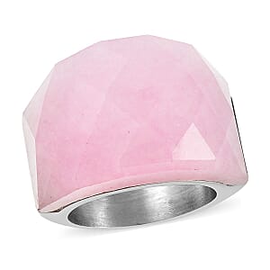 Galilea Rose Quartz Ring in Stainless Steel (Size 7.0) 37.10 ctw