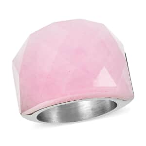 Galilea Rose Quartz Ring in Stainless Steel (Size 8.0) 37.10 ctw