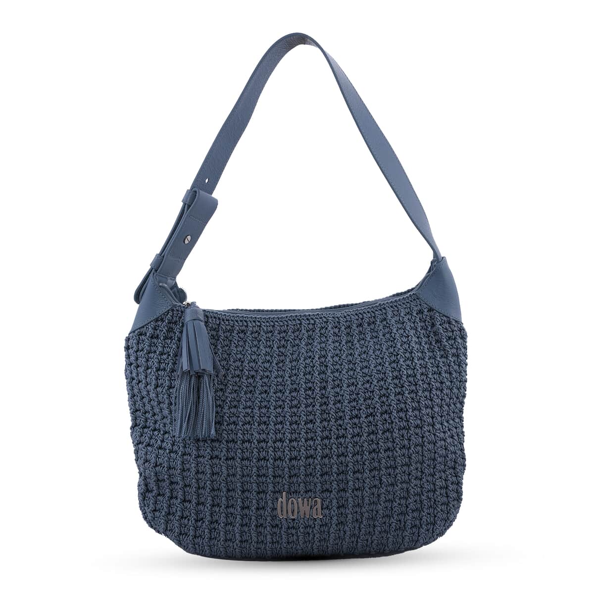 DOWA Grey 100% Nylon with Leather Handwoven Shoulder Bag image number 0