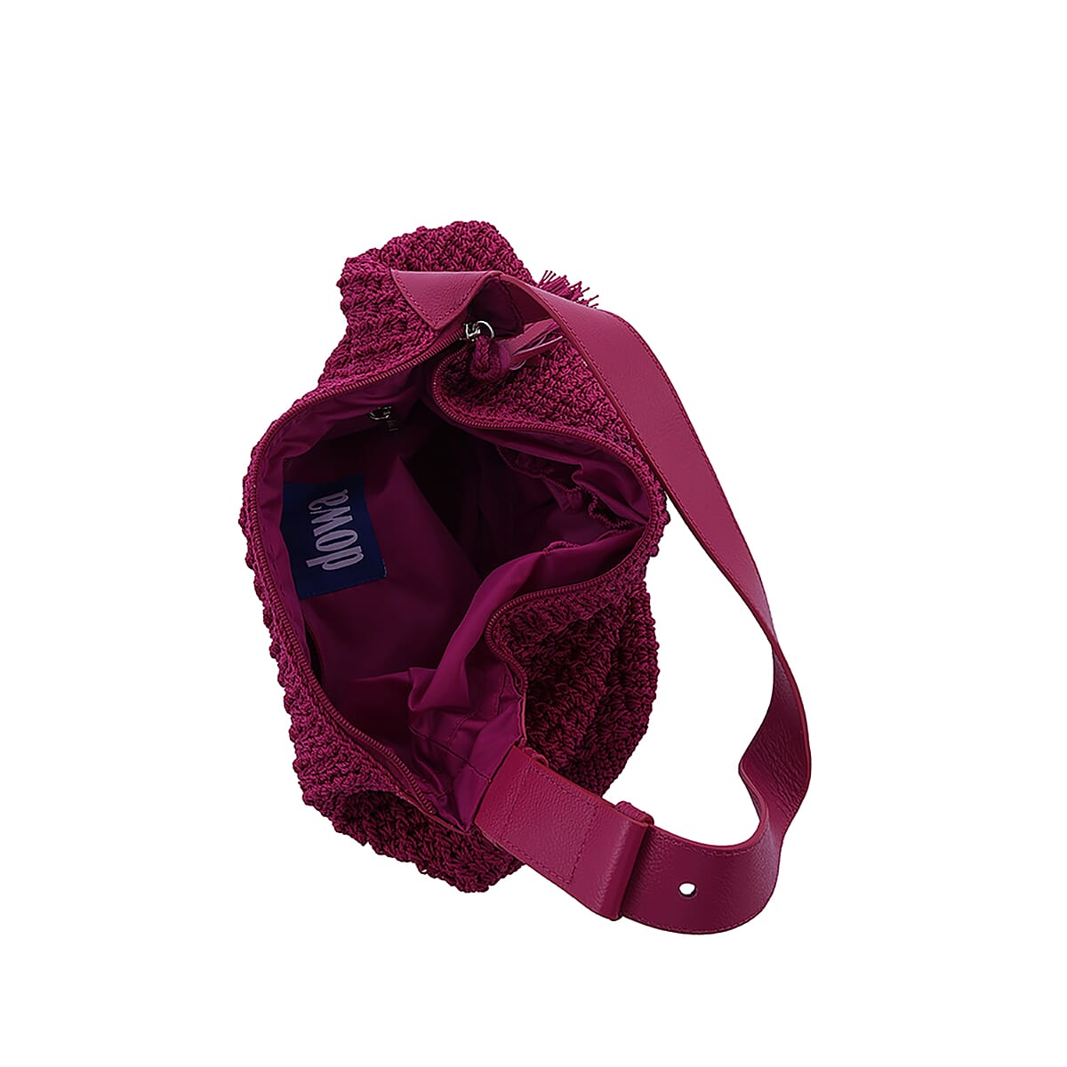 DOWA Dark Pink 100% Nylon with Leather Handwoven Shoulder Bag image number 2