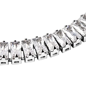 Simulated White Diamond Bolo Bracelet in Silvertone