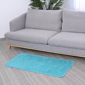 Homesmart Blue Microfiber High Pile Rug with Non-Slip Back