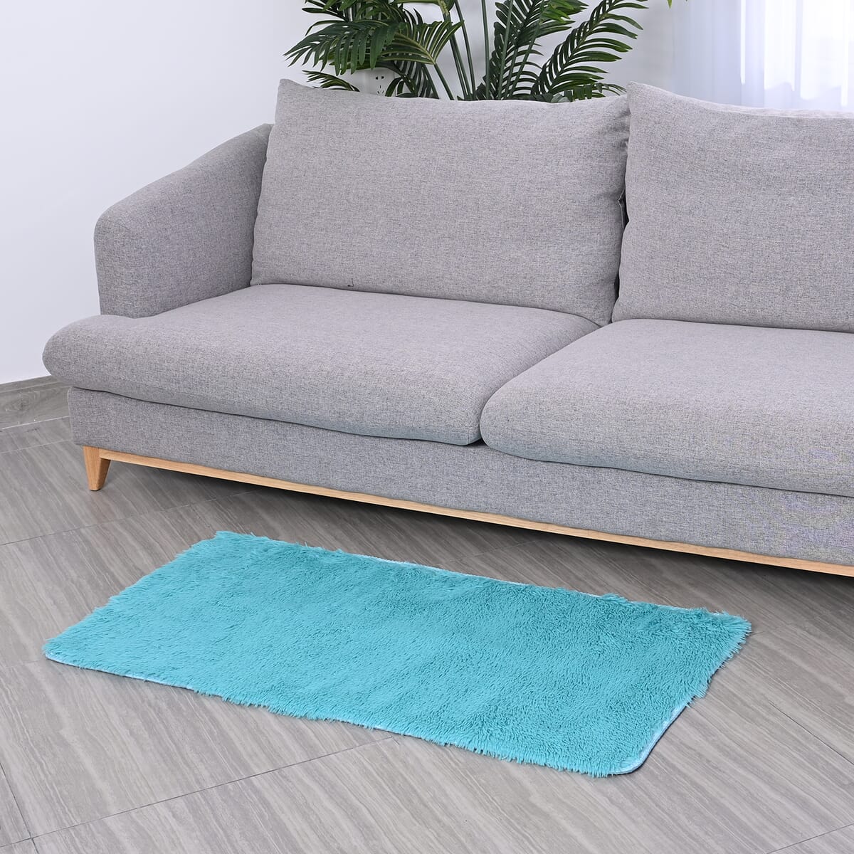 HOMESMART Blue Microfiber High Pile Rug with Non-Slip Back (23.5"47") image number 0