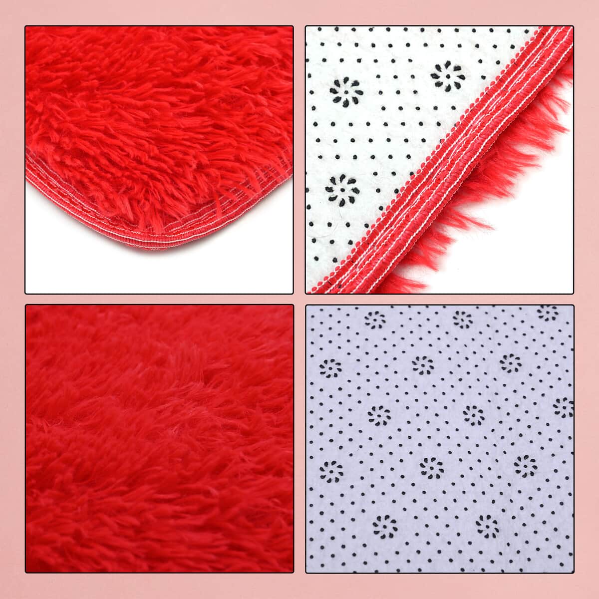 Homesmart Pink Microfiber High Pile Rug with Non-Slip Back image number 5