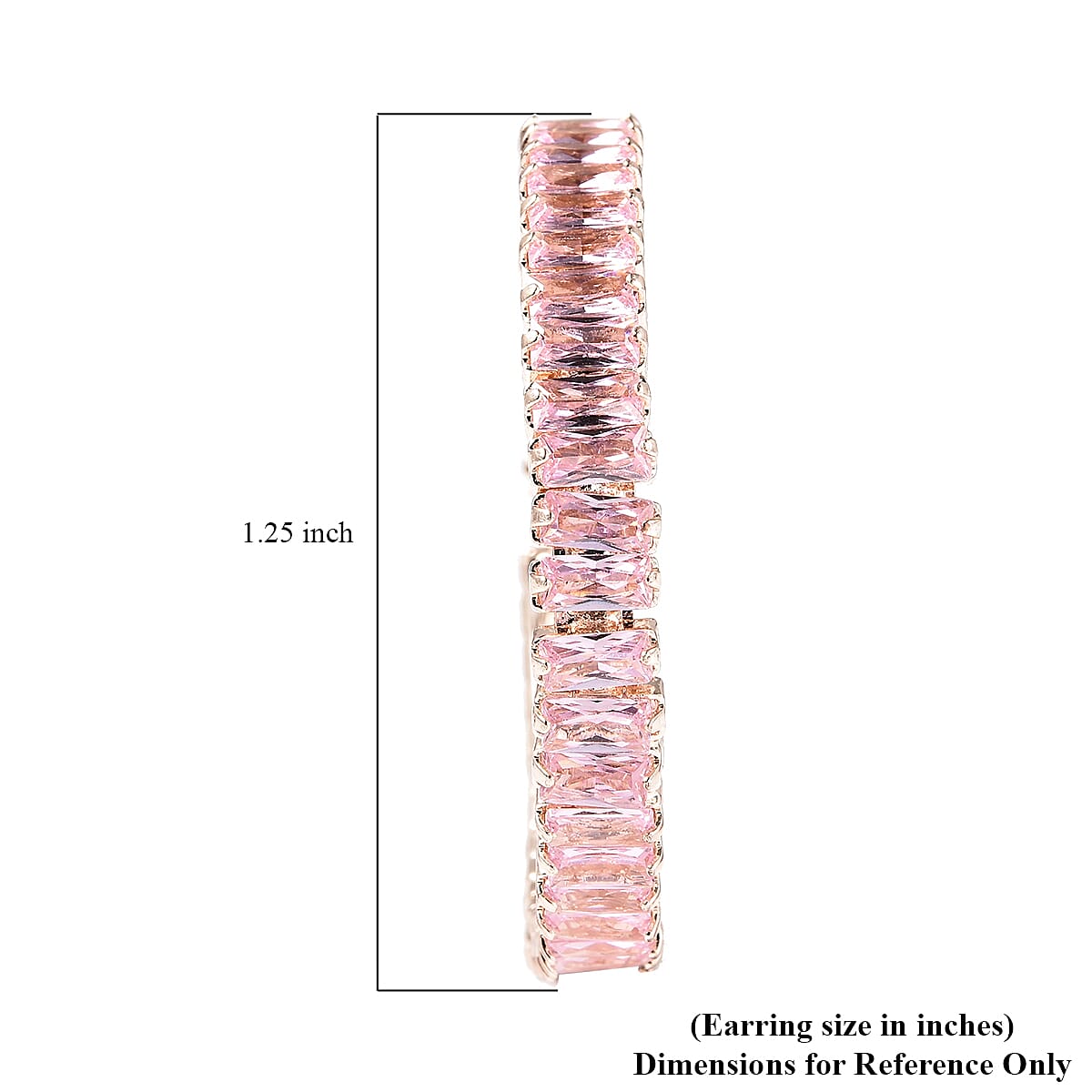 Simulated Pink Diamond Hoop Earrings in Rosetone